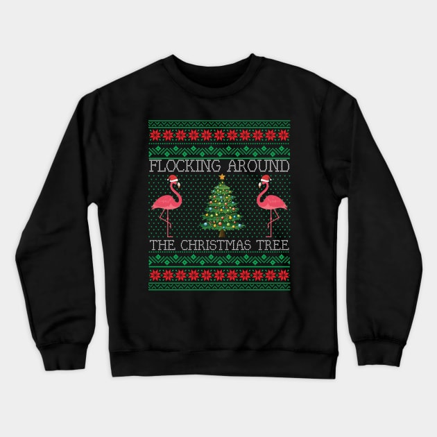 Funny Christmas Flamingo Ugly Christmas Sweater Crewneck Sweatshirt by mrsmitful01